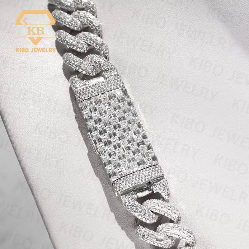 Hot Selling 12mm 15mm 20mm Moissanite Cuban Link Chain Hip Hop Iced Out 925 Sterling Silver Cuban Link Moissanite Chain for Men