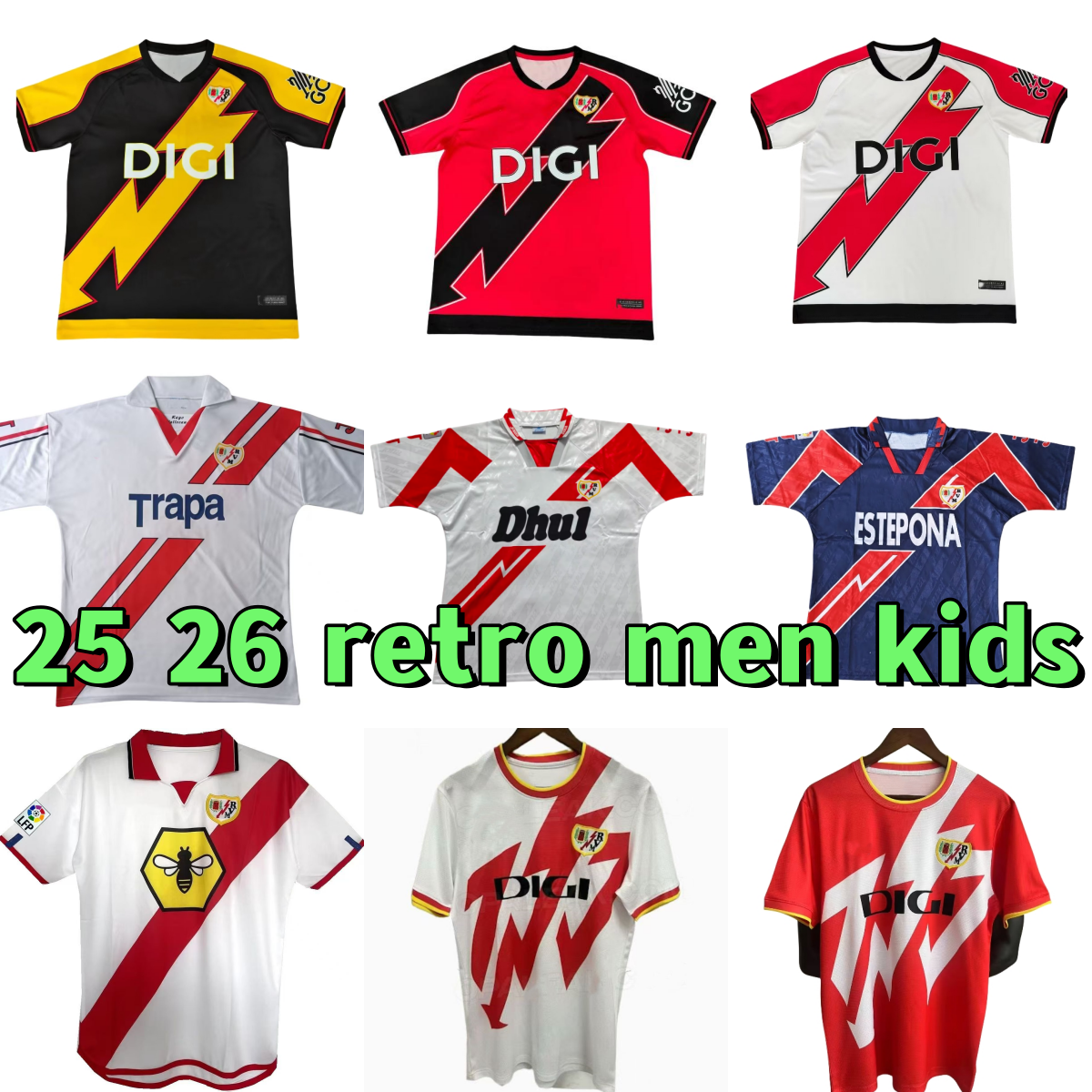 25 26 Rayo Vallecano Men Soccer Jerseys ISI BEBE VALENTIN SANTI COMESANA DIMITRIEVSKI 2025 camisetas de futbol Home Away 3rd 94 95 96 97 98 retro Jersey Football Shirts