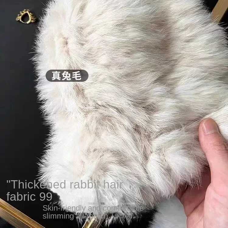 Autumn and Winter Warm Real Rabbit Fur White P Hat Fem Face Small Ear Protection Cloud Hat Fur Knitted Hat Y250920