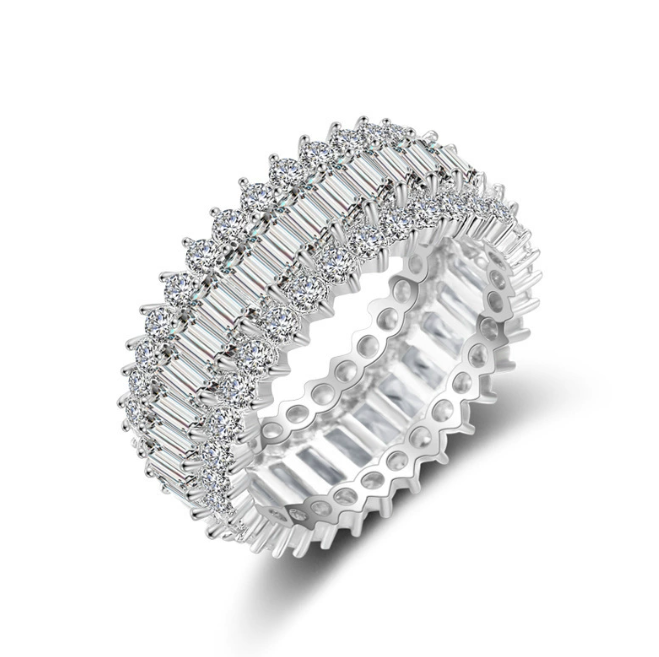 Original Band Rings Sets for Women Men 925 Silver Pave Setting Full Simulated Diamond Engagement Wedding Stone Ring 250728