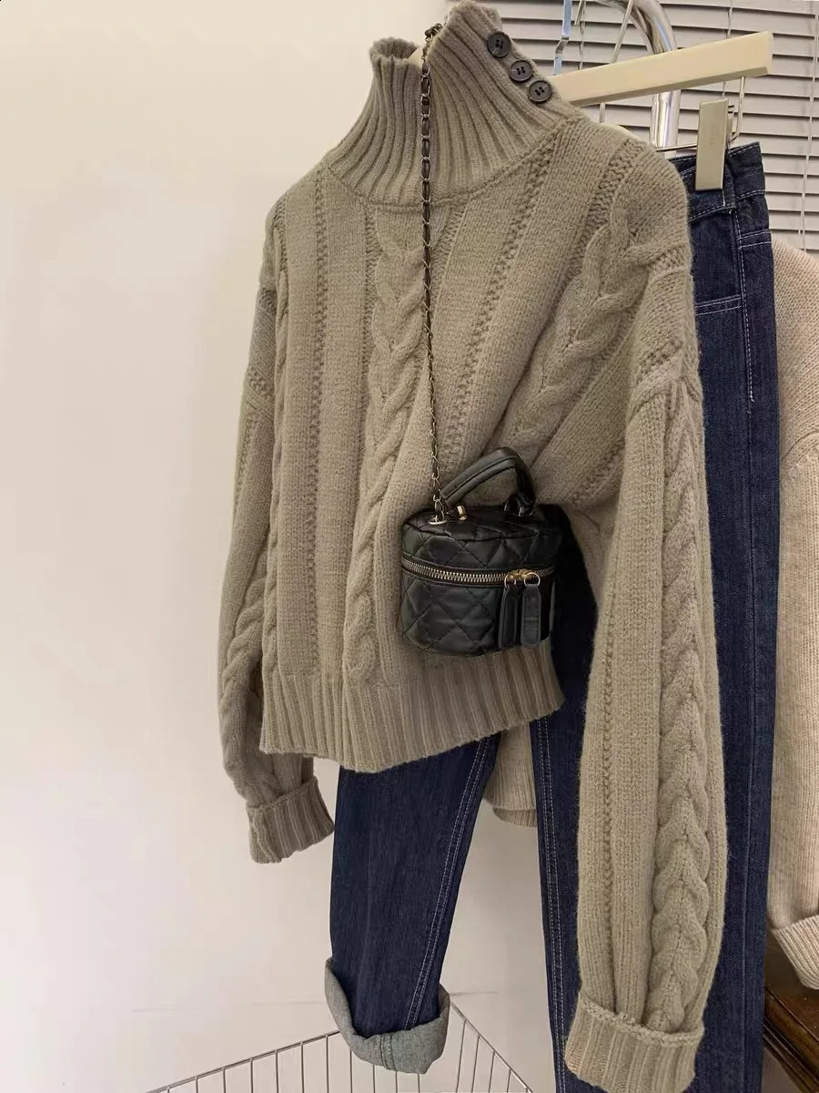 Womens 100 Merino Wool Turtleneck Pullover Sweater Oversize Loose Simple Cashmere Knitwear for Autumn Winter Top 250919