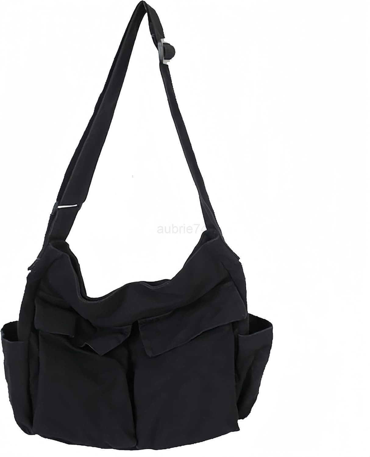 LauthenS Grunge Bag Canvas Hobo Crossbody Shoulder Tote Bag for Women and Men Large Messenger Bag with Multiple PocketsZ250920