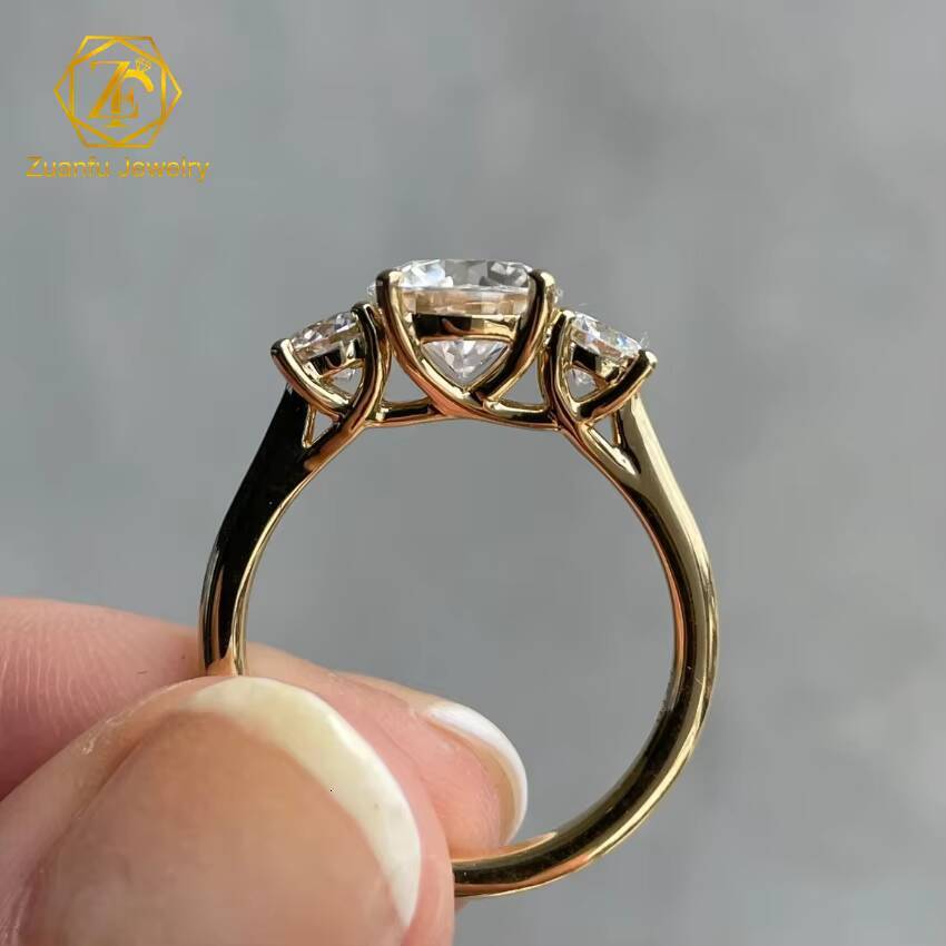 Wholesale IGI Certified HPHT CVD D VS1 1CT 18K Solid Gold Stone Oval Cut with Pear Diamond Trilogy Engagement Ring