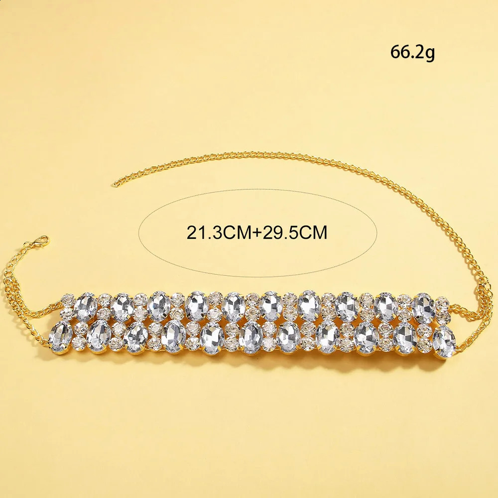 XSBODY Exquisite Round Multirow Choker Necklace Wedding Ornament Bling Gift Geometric Rhinestone Collar Accessories for Women 250919