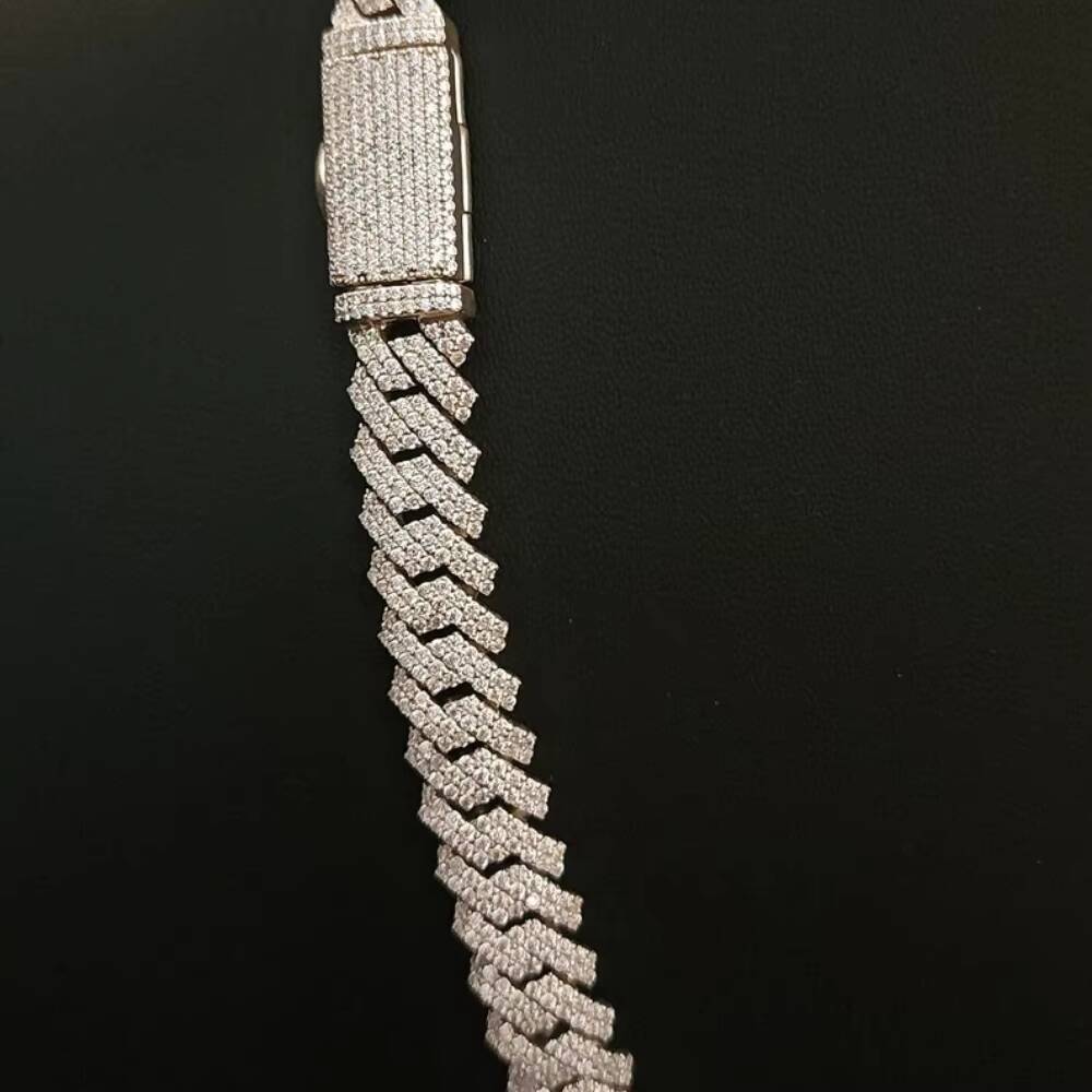 10mm Customized Trendizable Iced Out Moissanite Diamond Cuban Link Chain 925 Sterling Silver Hiphop Moissanite Cuban Chain