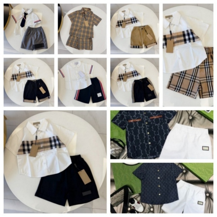 Designer baby-style two-piece shirt set Suitable for children's designer shirts Short-sleeved children's cardigan Girl Boy Made of cotton size 90cm-150cm a58