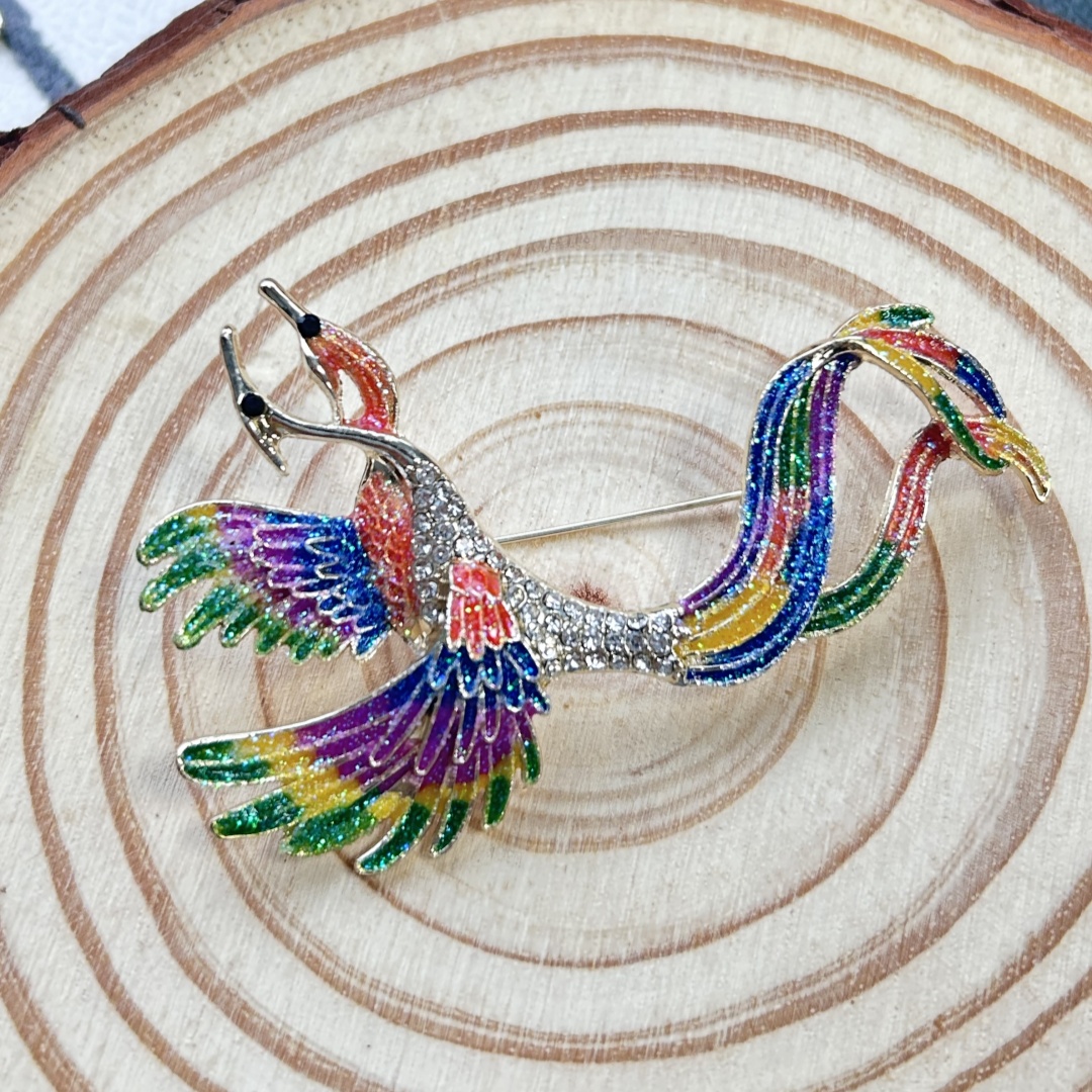 Trendy Rhinestone Exquisite A colorful phoenix holds a pearl Chinese Style Brooches for Women Luxury Designer Jewelry Niche High-end Brooch Accessorie