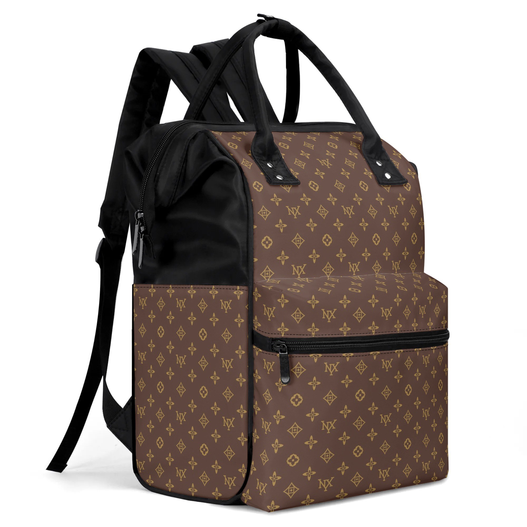 NXY top quality luxury backpack Women PU backpacks bookbags back packs womens fashion all-match Large capacity brown flower school bag with dust bag