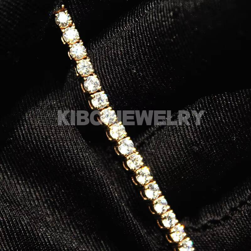 Hip Hop Jewelry Iced Out VVS1 LAB Diamonds Necklace 4mm 14K Solid Gold Chinas Lab Diamond Tennis Chain