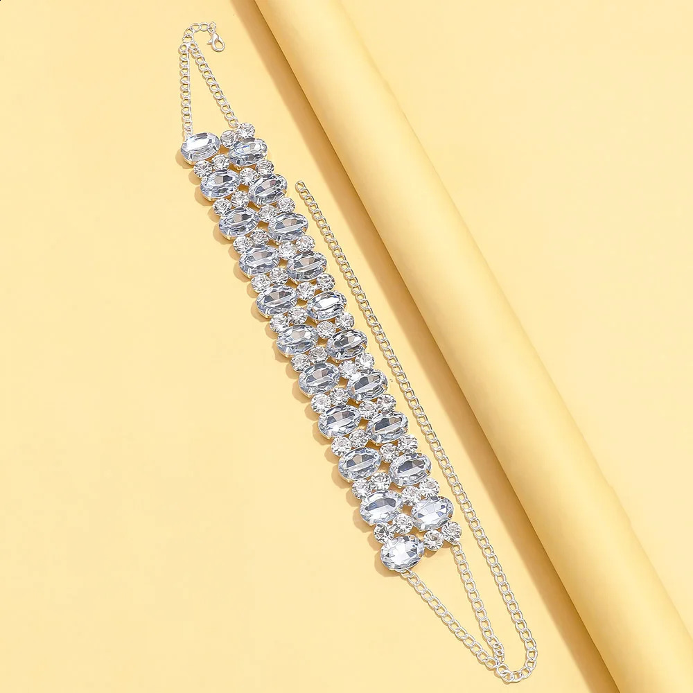 XSBODY Exquisite Round Multirow Choker Necklace Wedding Ornament Bling Gift Geometric Rhinestone Collar Accessories for Women 250919