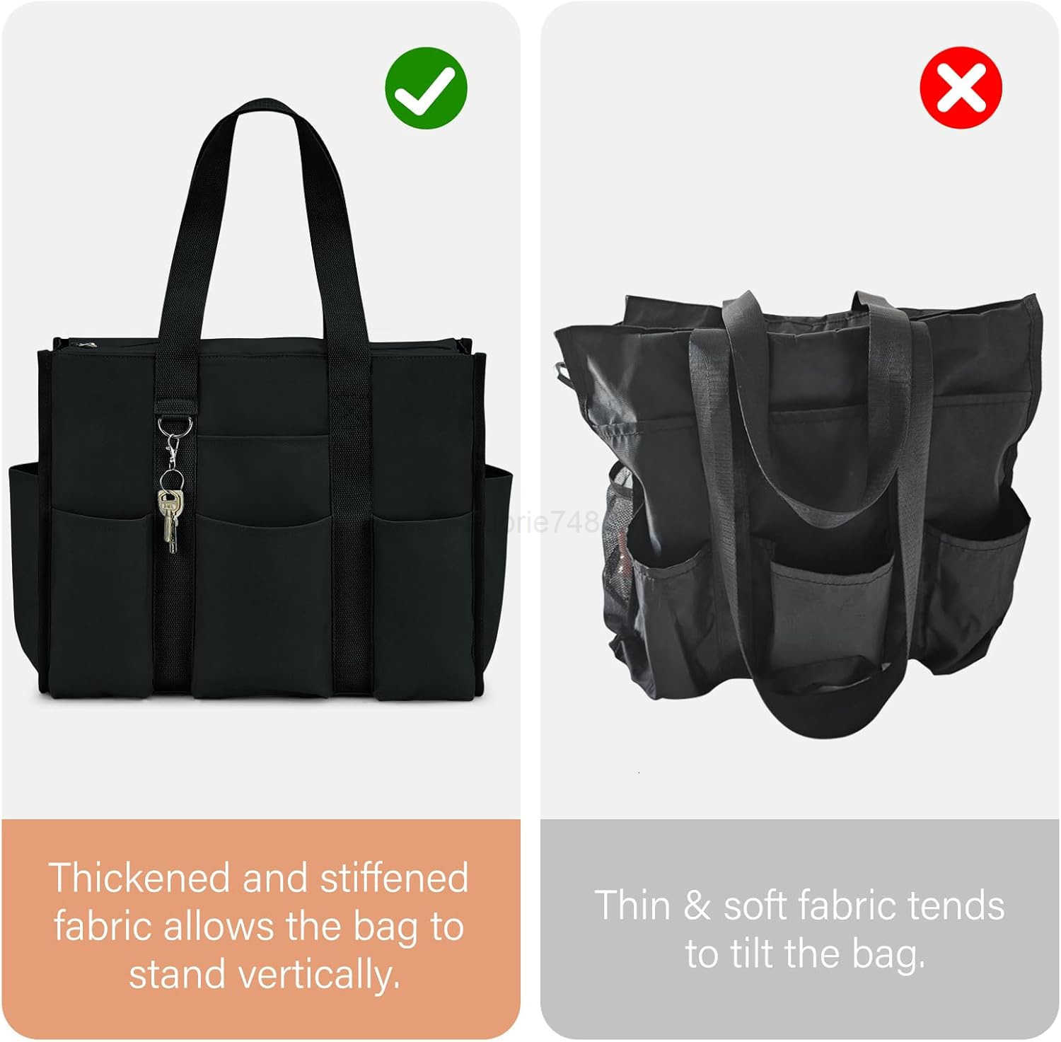 Becokan Large Tote Bag for Women Waterproof with 12 Pockets Top Zipper Closure Utility Teacher Nurse Bags for Work SchoolZ250920