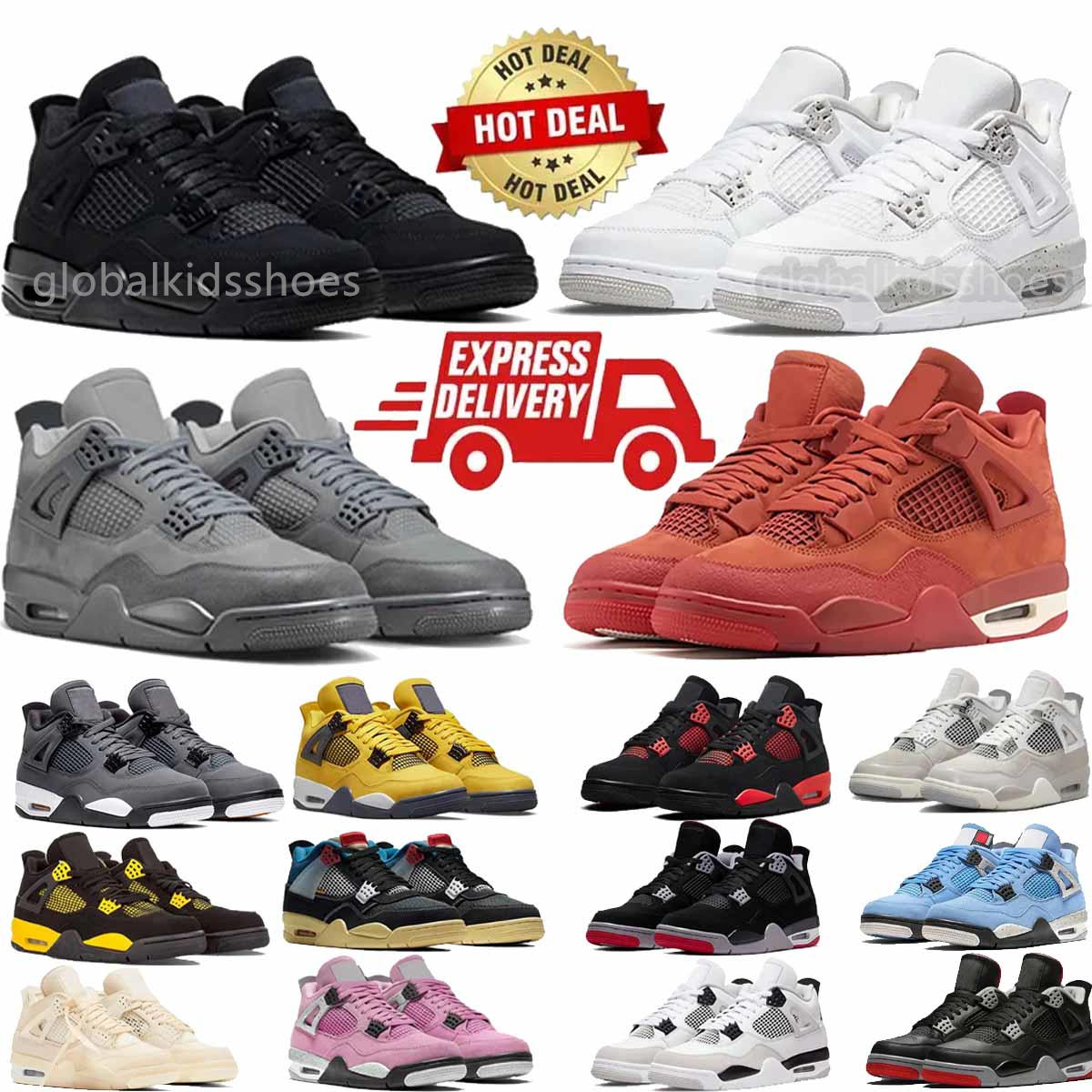 Designer Basketball Shoes Mens 4S Sneakers By Brick Black Cat Seafoam Green Blue Pink White Thunder Sail Bred Fossil Stone Varsity Red Outdoor Sports Trainers