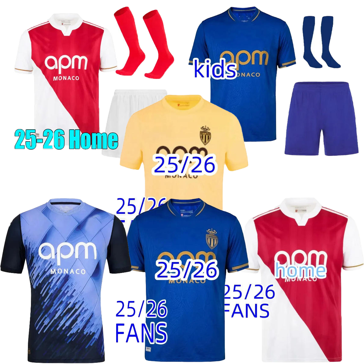 as monaco Home monacojersey maillot monaco AWAY THIRD football jersey player fan COULIBALY MIKA GOLOVIN 25 26 maillot de foot POGBA AKLIOUCHE Men kids football shirt