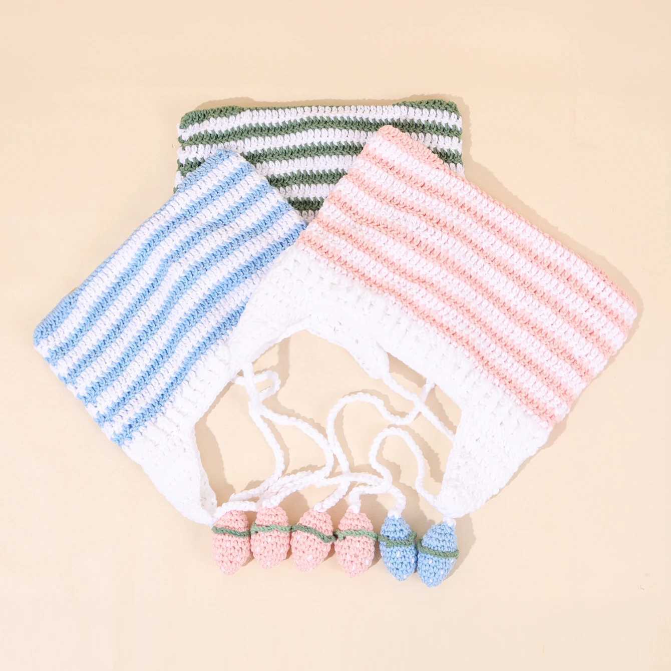 Cute cat ear handmade knitted hat ear demon horn striped beanies hat suitable for Halloween gift Y250920