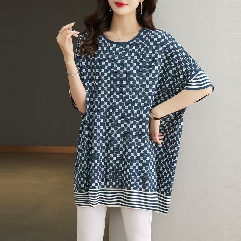 plus size women's new long sleeve high waist printed banquet dress mid-length skirt D02632