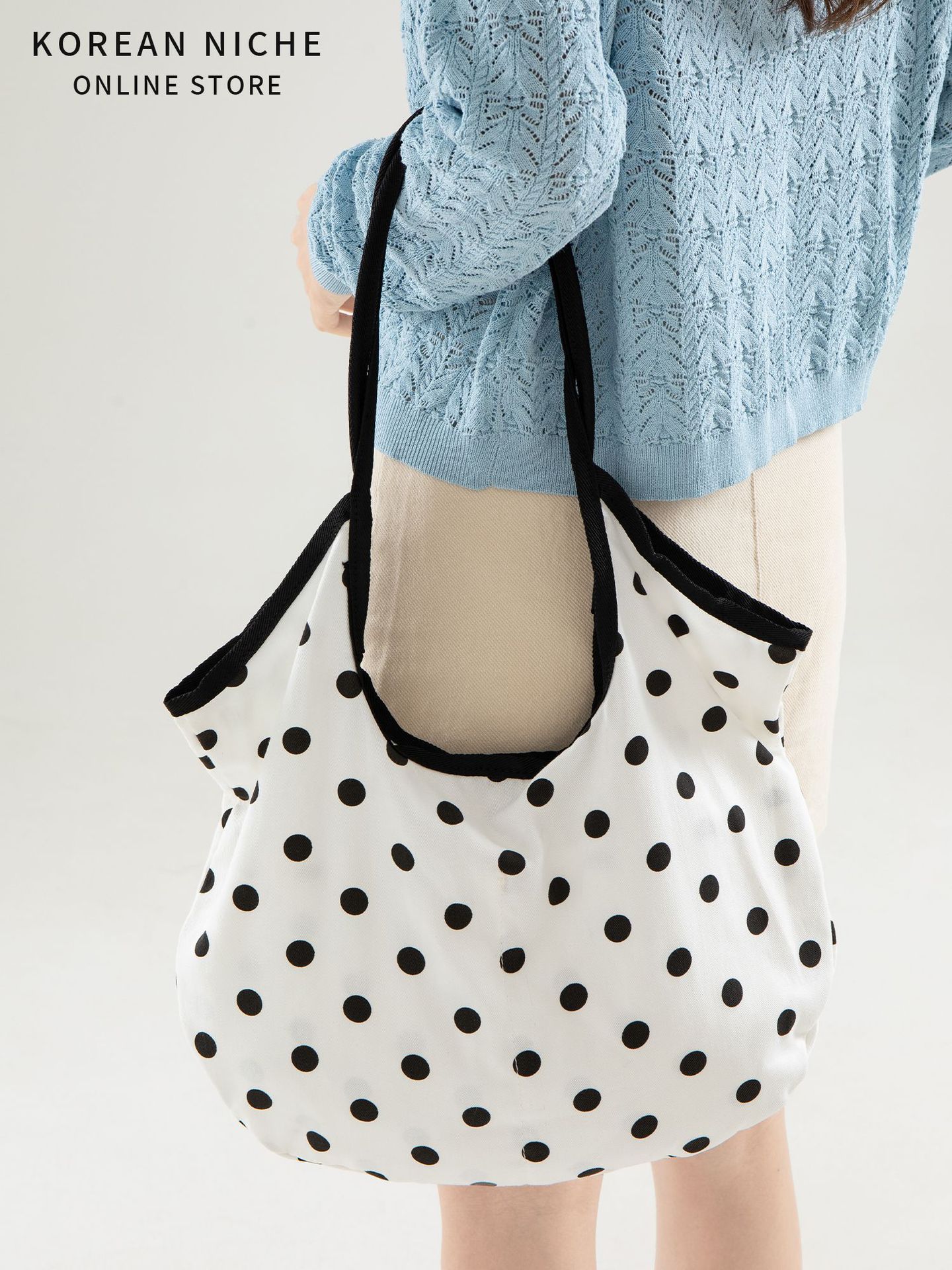 2025 Korean-Style Niche Large-Capacity Tote With Polka Dot Design Simple Versatile Literary Handbag And Shoulder Bag For Women High-End Sense