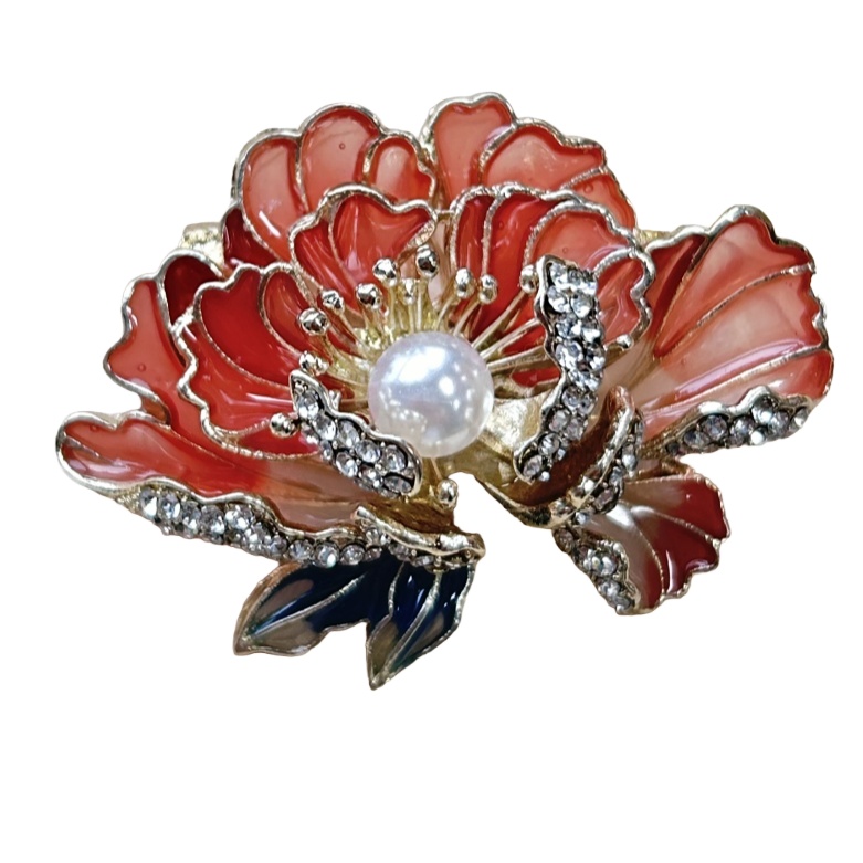 Trendy Rhinestone Exquisite Small Diamond Enamel Pink Peony Chinese Style Brooches for Women Luxury Designer Jewelry Niche High-end Brooch Accessories