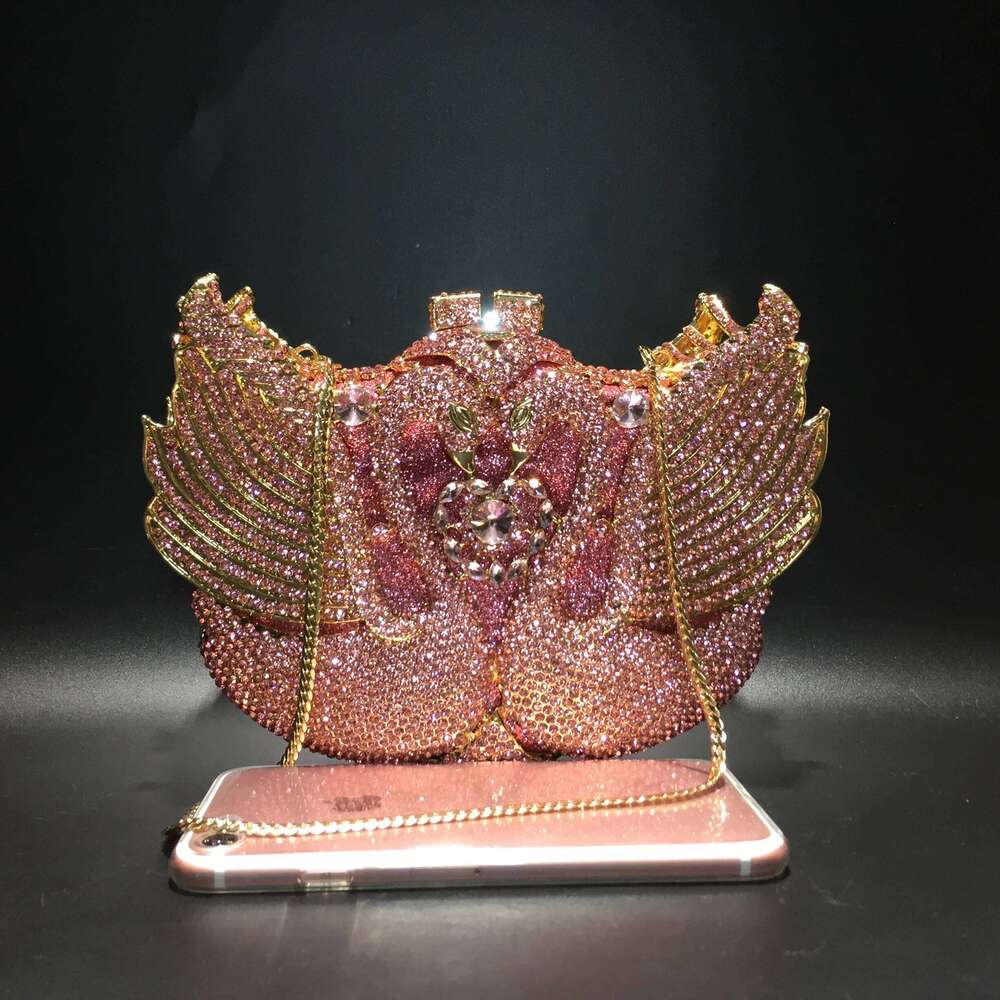 Designer Luxury Chain New Product Hot Sale Ladies Purse Crystal Stone Evening Bags Lady Purses Design Swan Clutch Bag