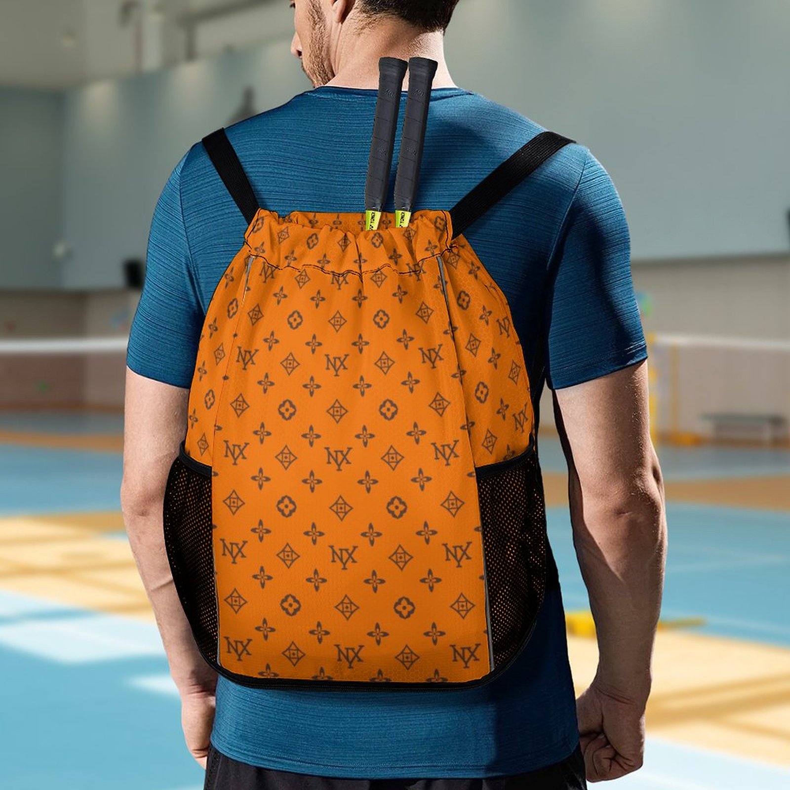 Sports Basketball Bag Bundle Pocket Draw Rope Bag Mens and Womens Travel Sports Shoulders Fitness Bag Training Backpack Bag (dry wet separation)