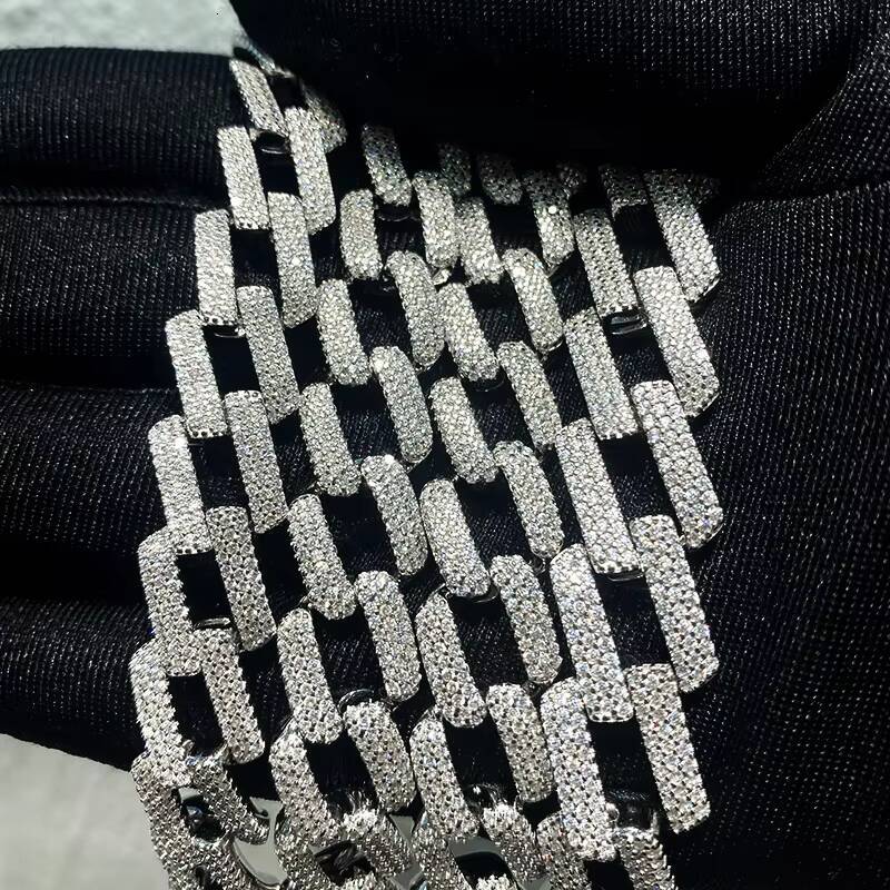 SizeIced Out Hip Hop Jewelry 8mm 10mm 12mm Silver 925 Cuban Chain Moissanite Necklace