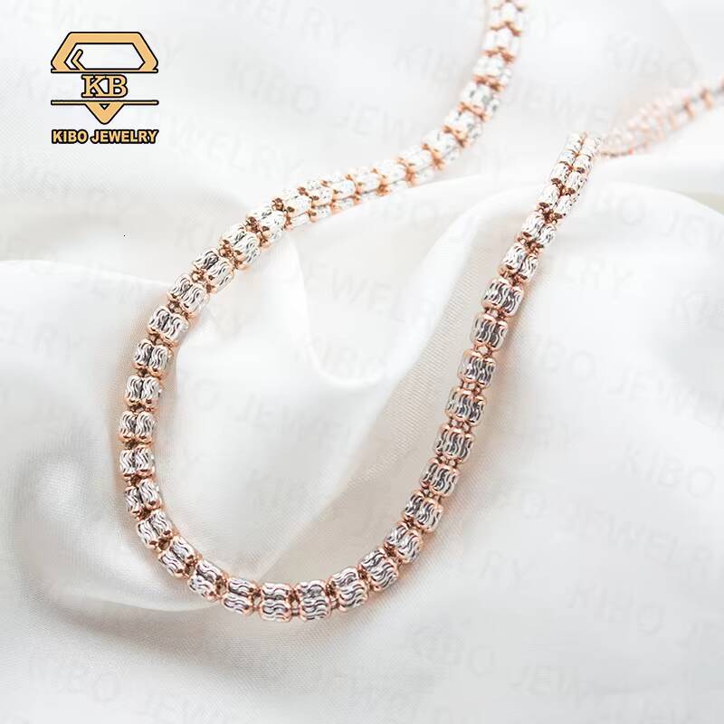 4 Row Iced Out 2 Tones 925 Sterling Silver Plain Silver Chain Ice Chain Tennis 18k Gold Plated Necklace Chain