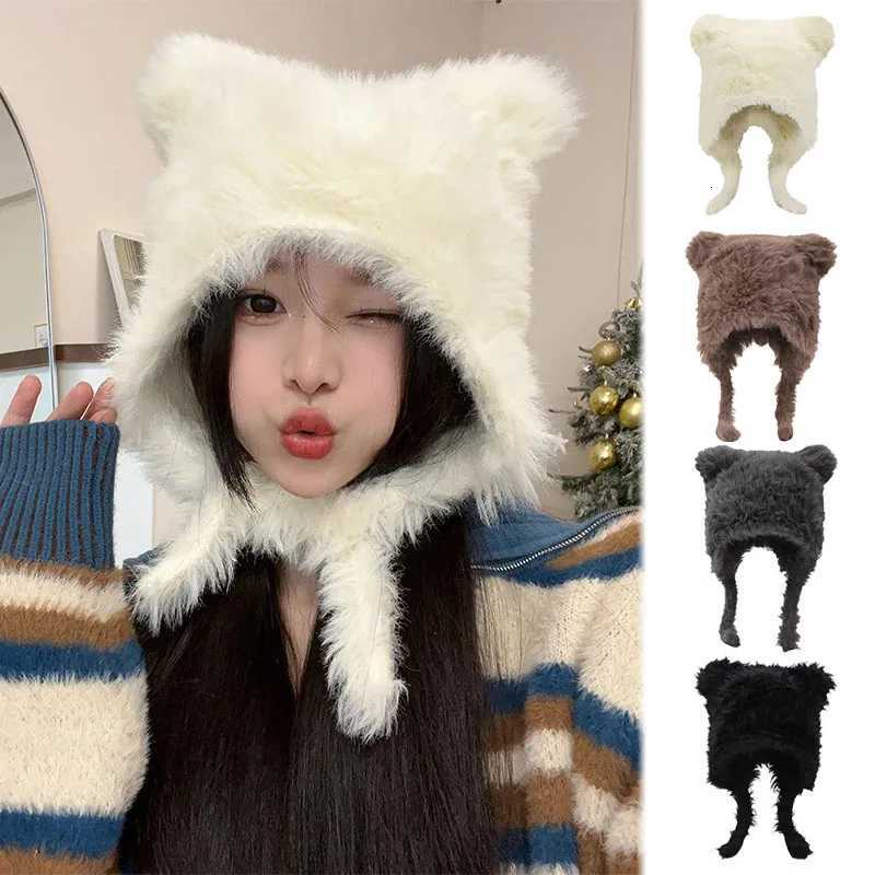 Winter P Hat for Wen Warm Ear Protection Beanie C Girls Fem Cute Solid Color Faux Fur Warm Knitted Cs Y250920