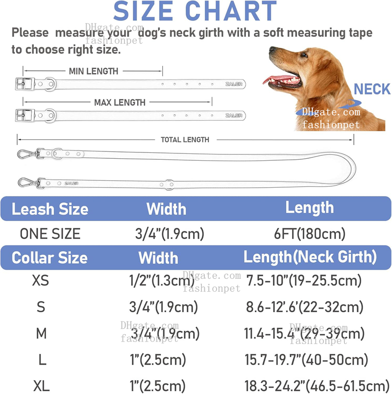 Luxury Dog Collar and Leash Waterproof Adjustable Odor Proof Pet Collars Leashes Easy to Clean 6FT Dog Leash with 2 Hooks for Large Medium Small Dogs 