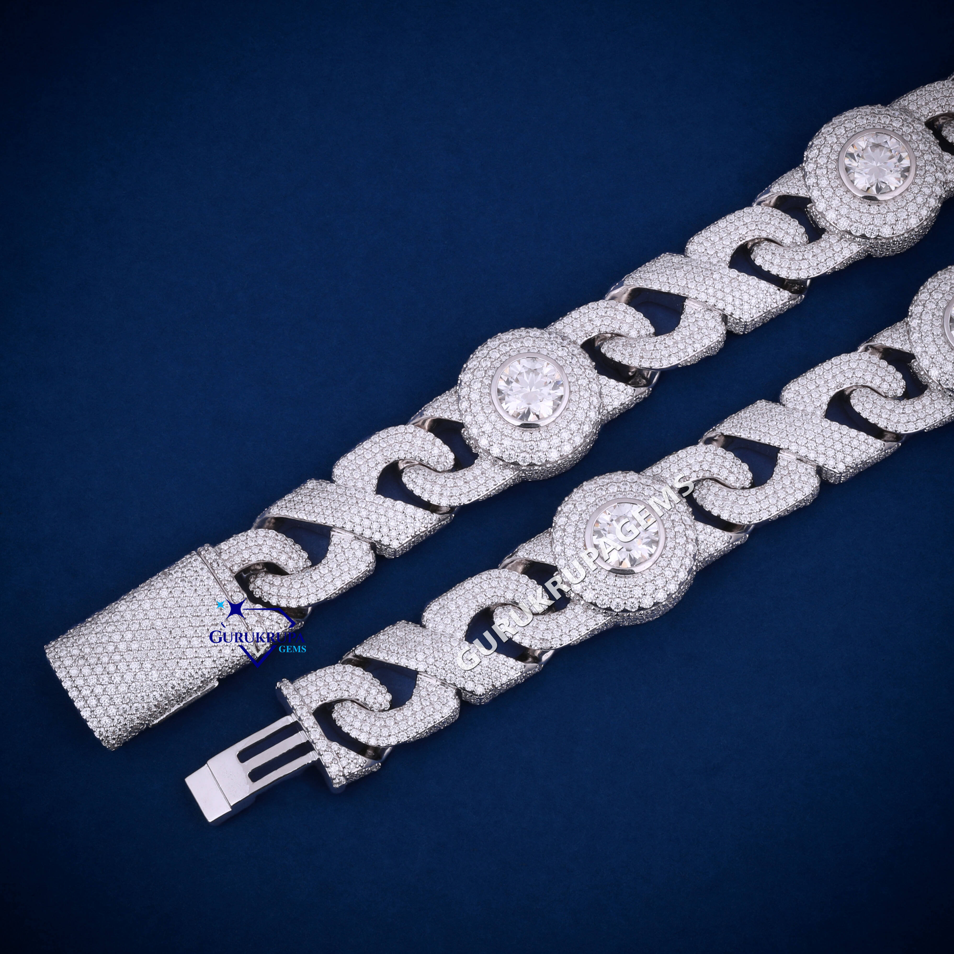 20mm Hip Hop Jewelry Iced Out Cuban Chain Big Moissanite Diamond Eye Shape 925 Sterling Silver Cuban Infinity Links Necklace