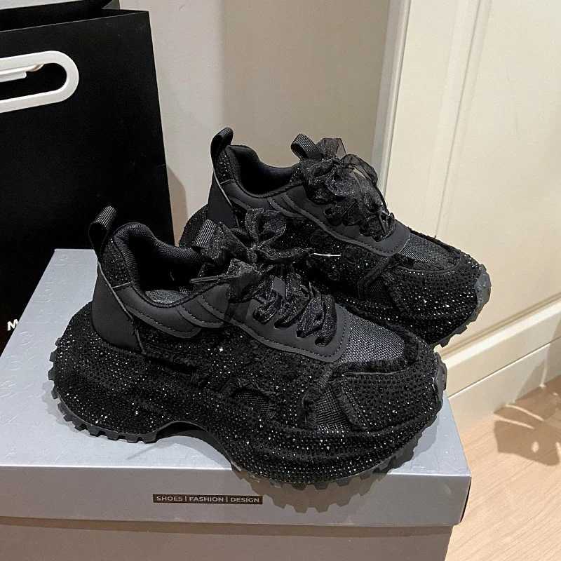 Women Shiny Rhinestones Shoes Four Seasons Casual Sneakers Women Stylish Sport Shoes LaceUp Platform Luxury Shoes zapatos mujer W250920