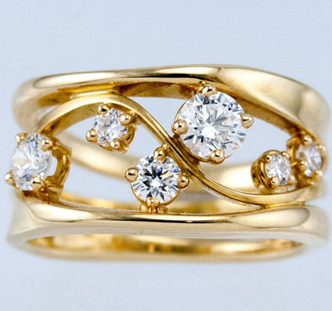 Gold Cube Zirconia Ring Bridal Wedding Fashion Ladies Beautiful Gifts Valentines Day Jewelry for Wife 250728