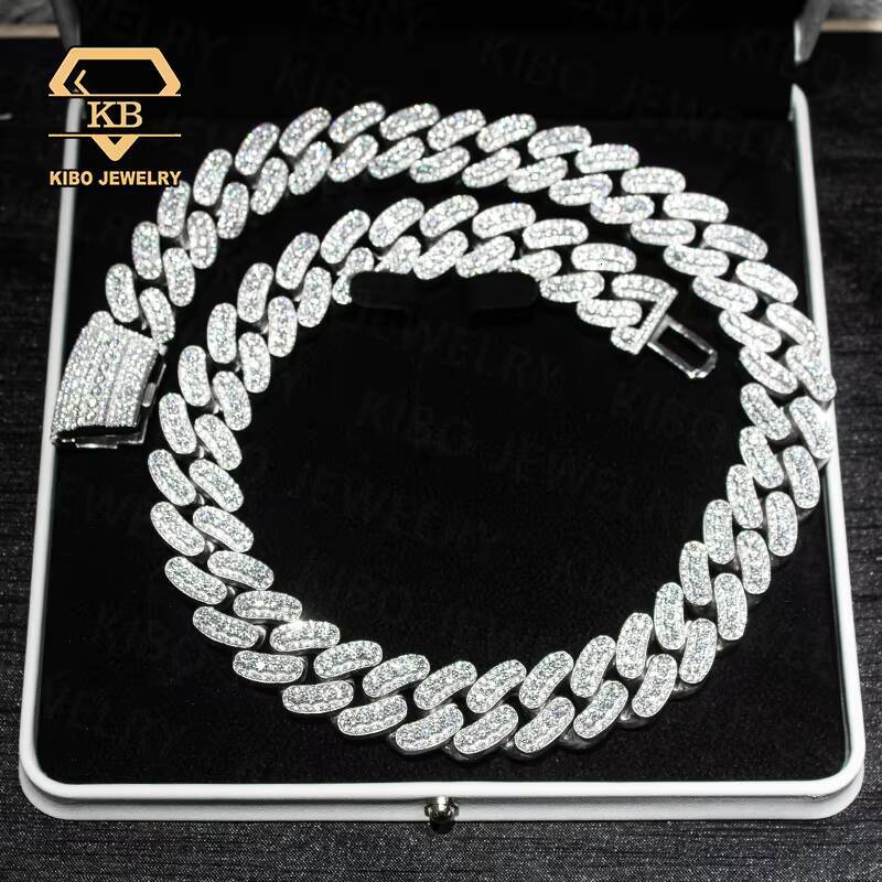 Real Rapper Necklace Jewelry VVS 925 Silver 15mm 22mm LAB Grown Moissanite Diamond Iced Out Hip Hop Jewelry Cuban Link Chains