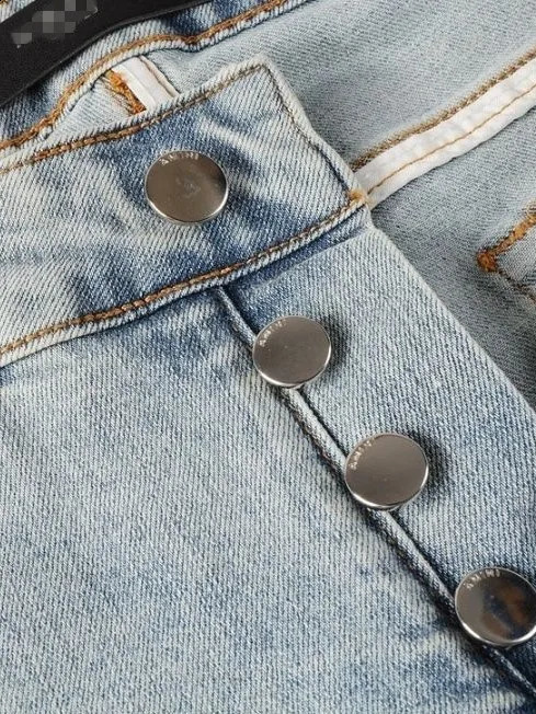 Mens Denim Jeans Trendy Hole Patch Elastic Paint Splatter Light Color High Street Slim Long Pants Casual Sle 250921