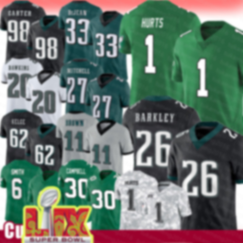 Jalen Hurts aquon Barkley Football Jerseys Cooper DeJean Jalen Carter Quinyon Mitchell Brian Dawkins Jason Kelce Brown DeVonta Smith Jihaad Campbell Goedert