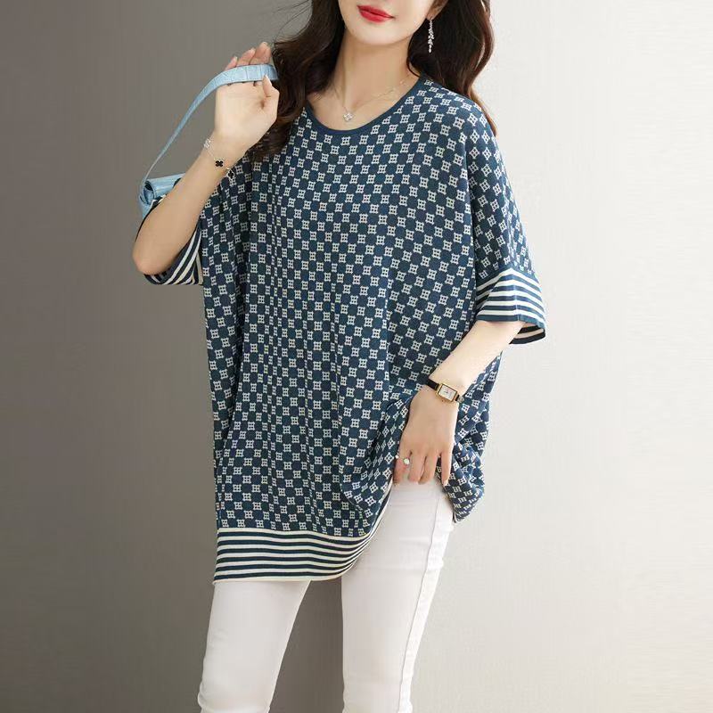 plus size women's new long sleeve high waist printed banquet dress mid-length skirt D02632