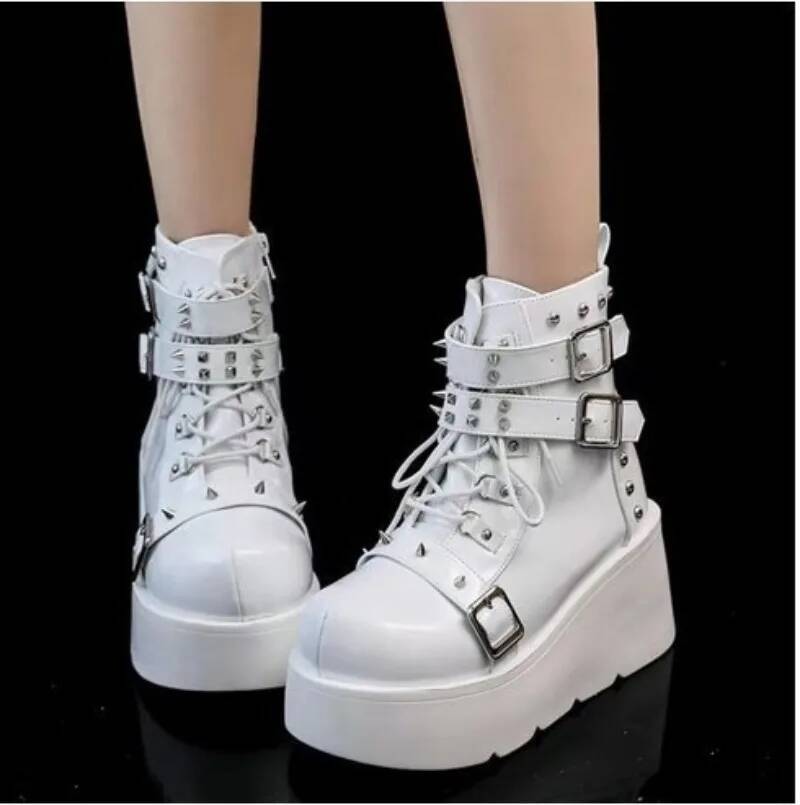 Fashion Women's 2025 New Gothic Style Platform Vampire Cosplay Wedges Comfy Women Motorcycle Boots Woman Shoes ddmypanda