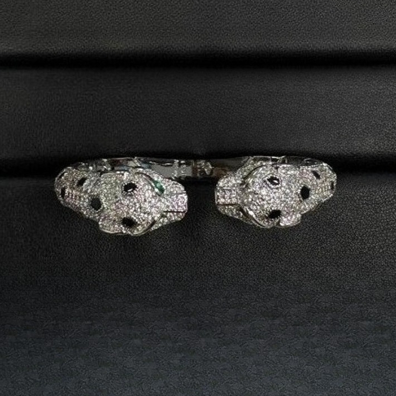 Designer Bracelet Double Head Cheetah Bracelet 18K Gold Plated Bracelet Emerald Eyes High Quality Jewelry High Quality Holiday Gift