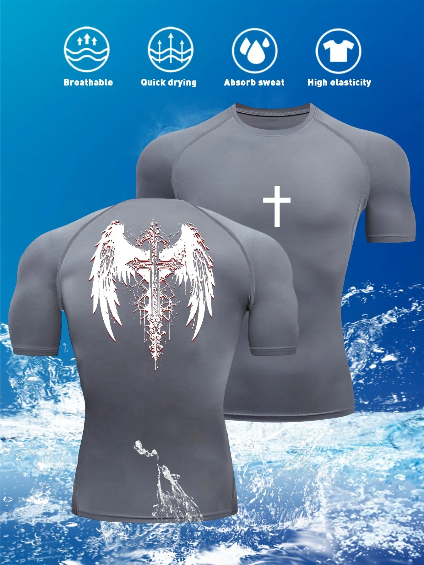 Bible Cross Graphic Compression Shirt for Men Gym Workout Undershirts Baselayers Rash Guard Athletic Quick Dry TShirt Tees Tops 250921