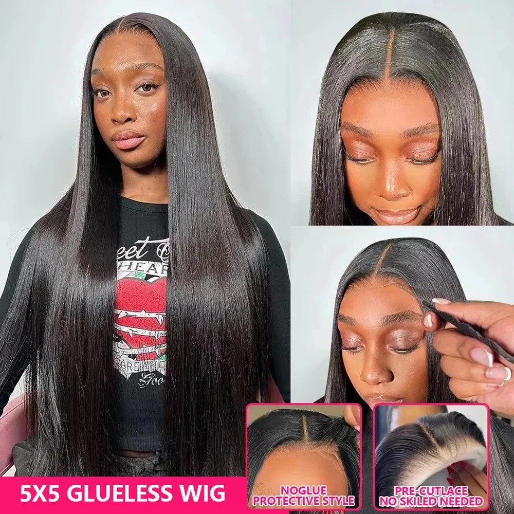 30 40 Inch 300 Density Black Straight 13X6 HD Lace Frontal Wig 13X4 Transparent Lace Front Wig Pre Plucked Human Hair For Women