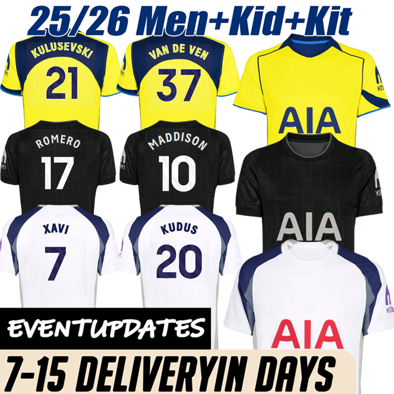 25/26 tottenaham Soccer Jerseys SON MADDISON KULUSEVSKI kits SPURSes RICHARLISON ROMERO VAN DE VEN BISSOUMA fans player 2024 football shirt men kit kids equipments