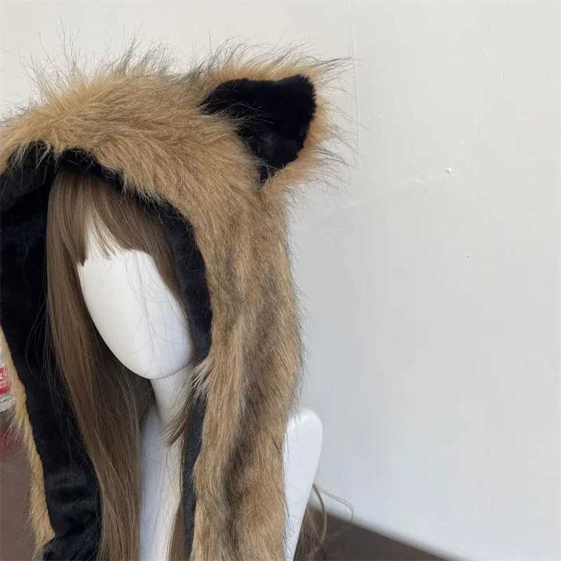 Winter Hat For Wens beanies Y2K Cute P Furry Ears Scarf Hat Two Piece Set Waste Earth Hat Windproof Warm Accories Y250920