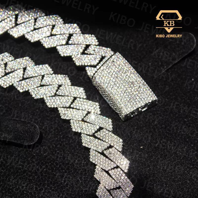 Rapper Iced Out Hip Hop Large Necklace Jewelry VVS 925 Silver 14mm Heavy Lab Grown Moissanite Diamond Cuban Link Chains