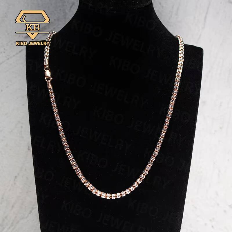 Hip Hop Shiny S925 Sterling Silver for Men Plain Chains Diamond Cuts Ice Tennis Chain Necklace