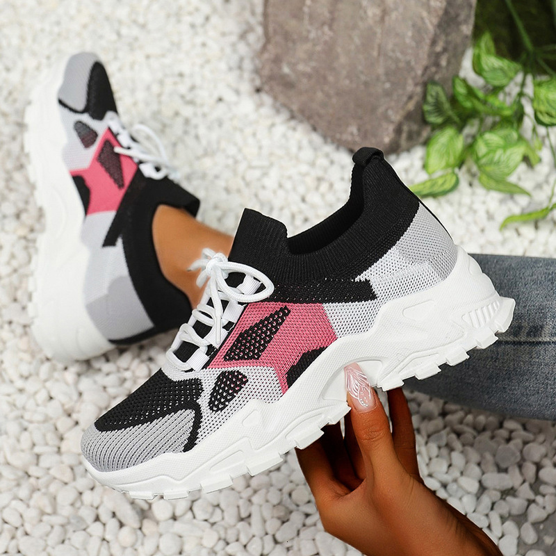 Casual Ultra-light Women's Dad Flyknit Mesh Shoes Summer Sneakers Breathable Lightweight