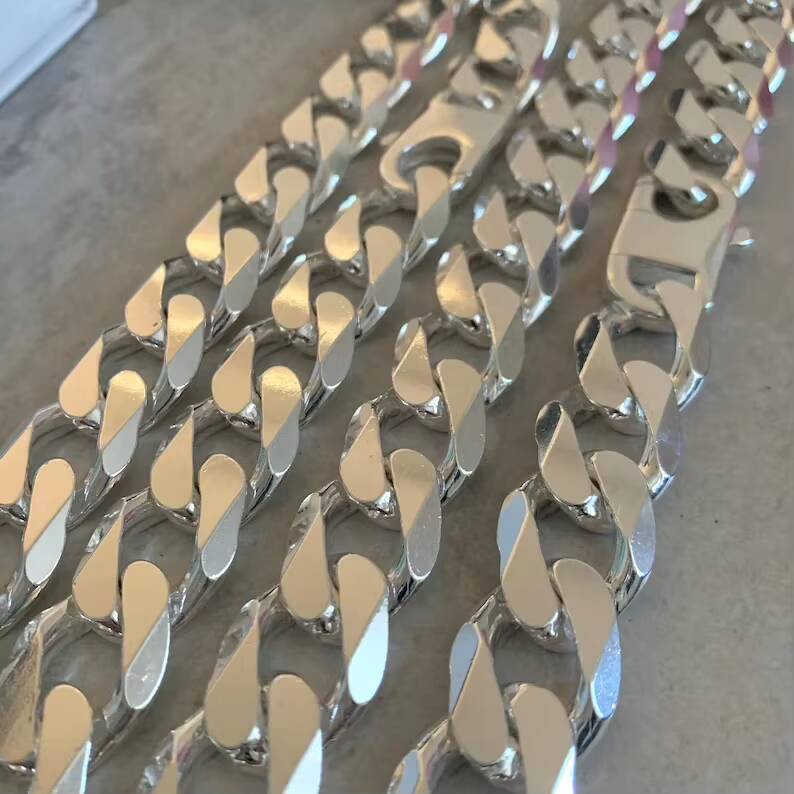 Solid Iced Out Hiphop Luxury 18mm Miami Cuban Necklaces 925 Sterling Silver Dazzling Cuban Link Chain