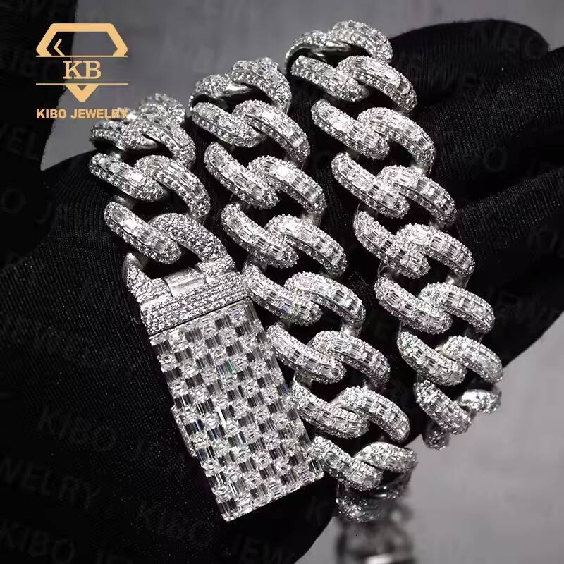 Moissanite Cuban Link Chain Hip Hop Iced Out 925 Sterling Silver Cuban Link Fashion Jewelry Sets for Men