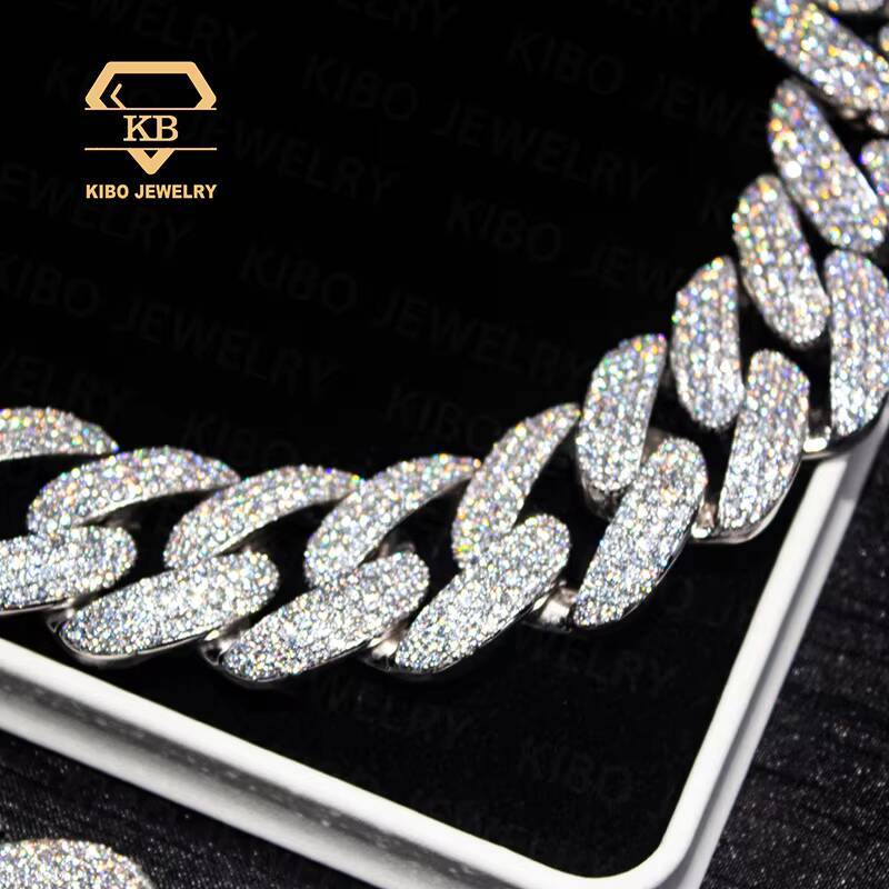 Hiphop Singing New ProduMoissanites Hand Frozen Cuban Chain 28mm Wide Mosanite Full Diamond Cuban Chain Necklace