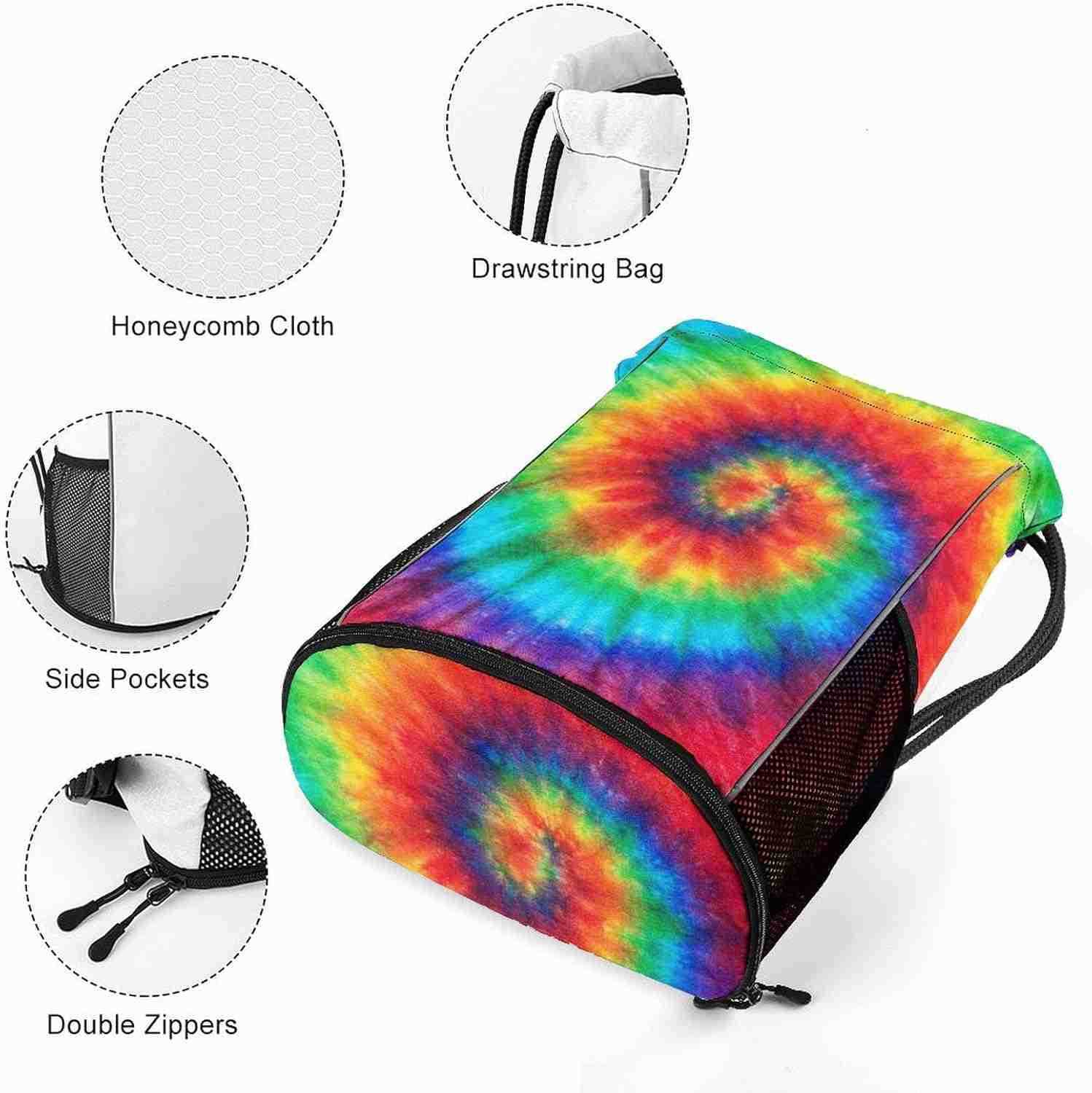 Tie Dye Drawstring Backpack Gym Bag With Shoe Compartment String Bag Sport Beach Swimming Sackpack For Women MenZ250920