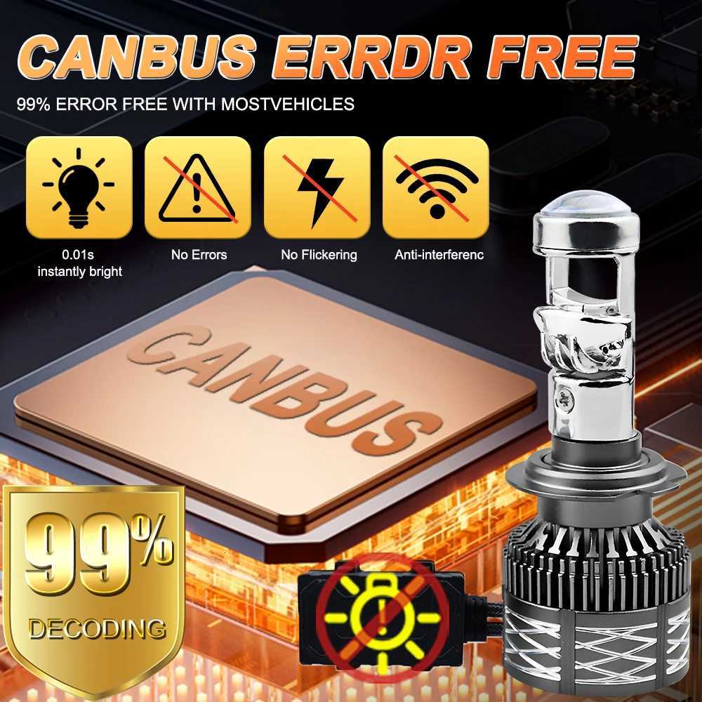 H7 H4 H11 LED Projector Lens Headlight H8 9005 9006 HB3 HB4 Car Bulb 6000K Canbus Turbo High Power Mini AutoMoto Lamp Fog Light X250920