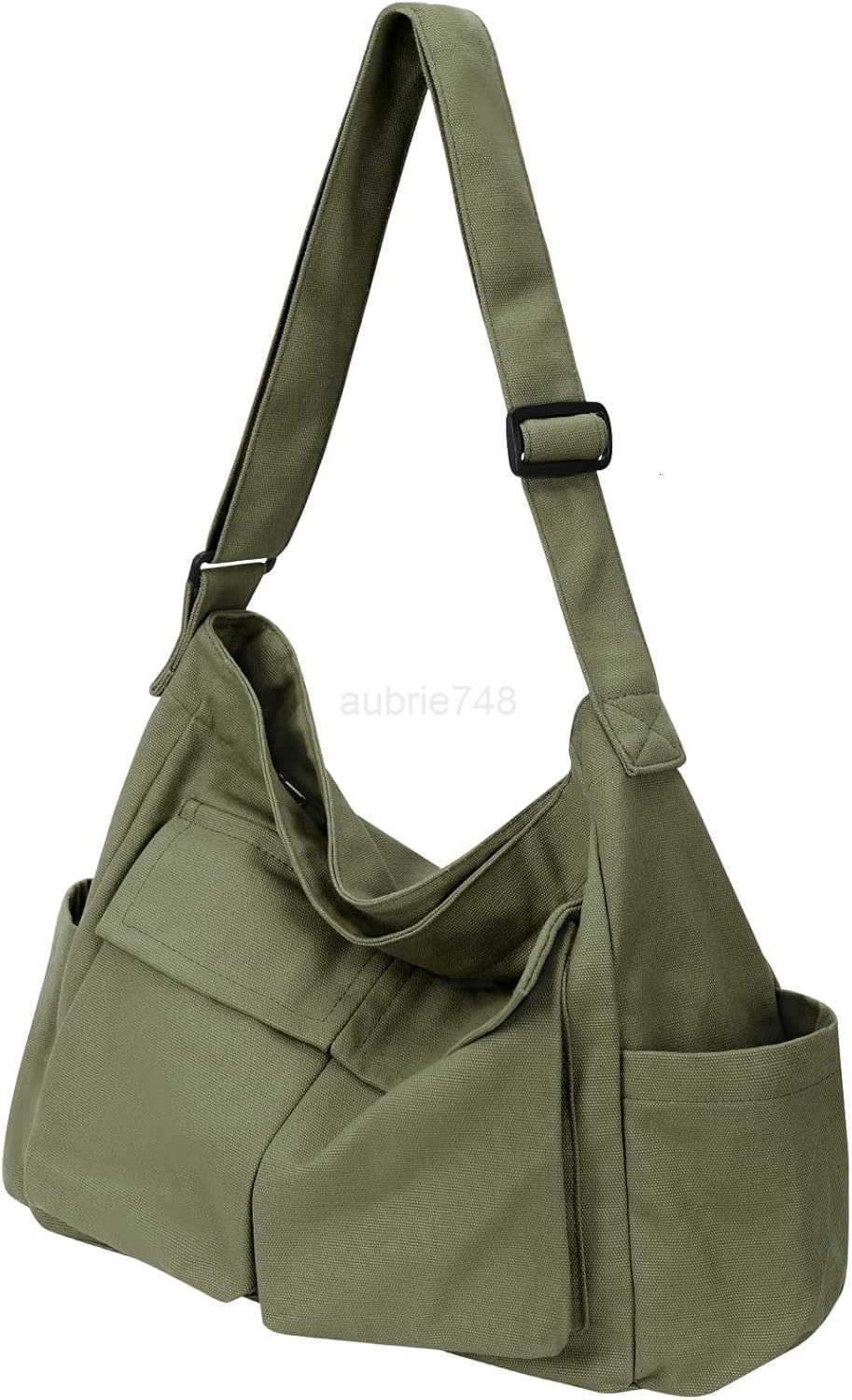 Canvas Messenger Bag Hobo Shoulder Bag Crossbody Bag with Multiple Pockets Large Tote Bag Handbag for Women MenZ250920