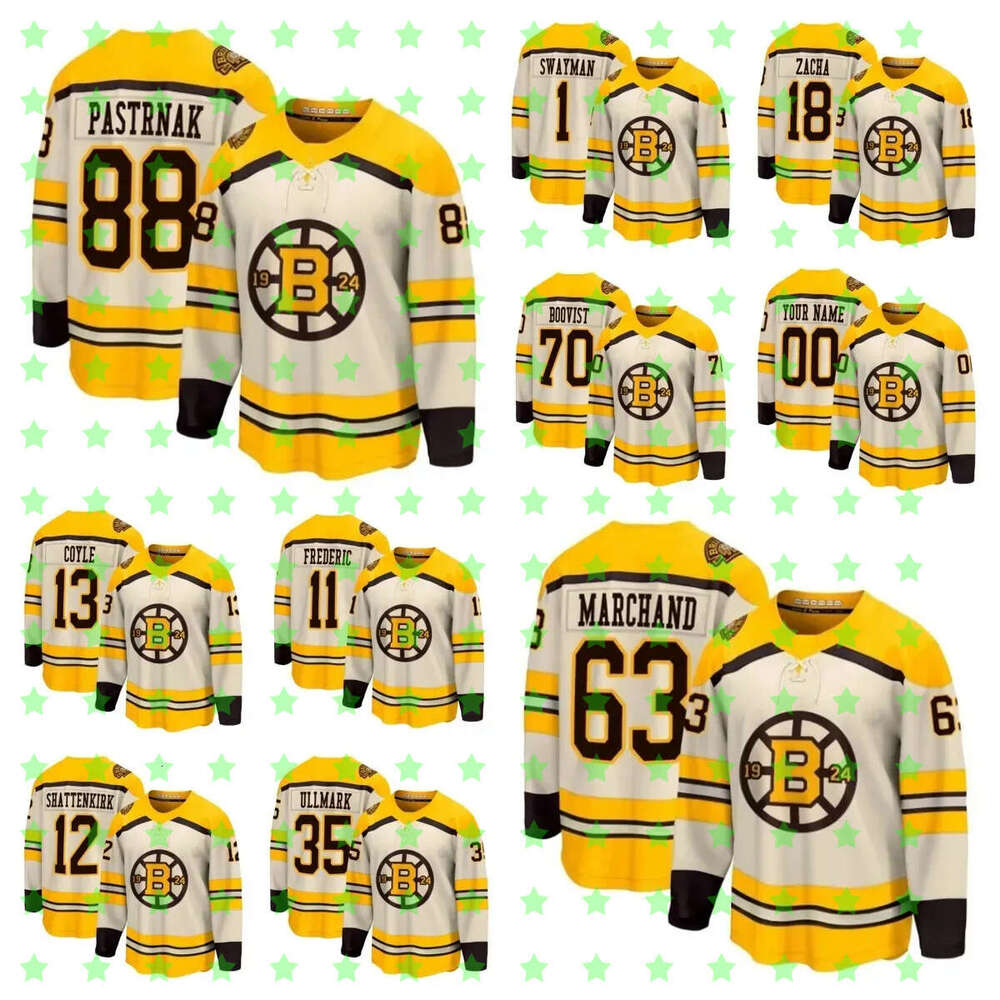 Boston''Bruins''Men Women Youth David Pastrnak Brad Marchand Jeremy Swayman Linus Ullmark Charlie Coyle Breakaway 100th Anniversary Hockey Jersey